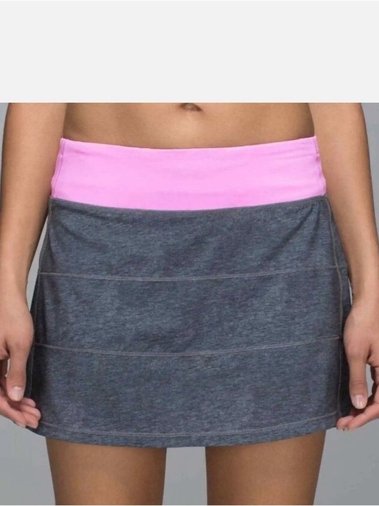 lululemon athletica Dresses & Skirts - Lululemon pace rival run skirt II Athletic Pink Waistband Gray Skort